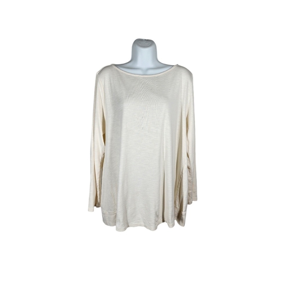 J. Jill Women's Pima Cotton‎ Boat Neck Tunic- Cream Color- Size Extra Large